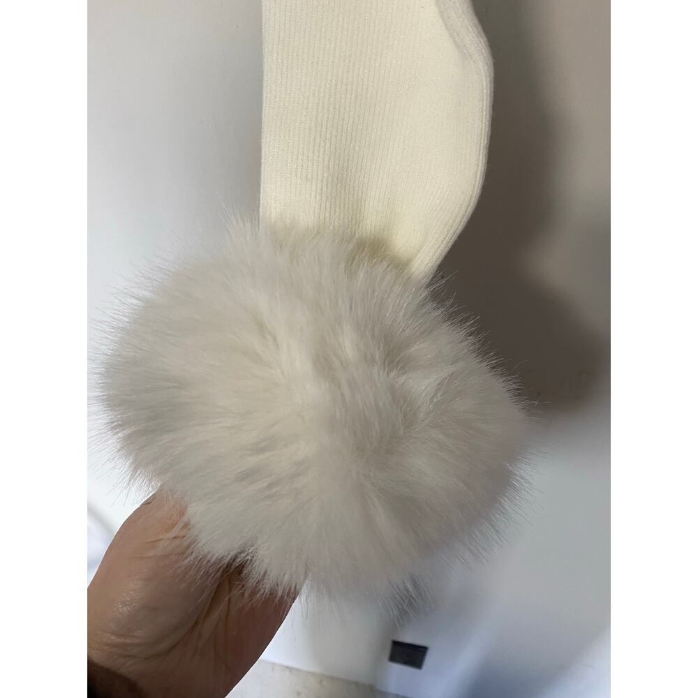Akira Lux Faux Fur Trim Bolero Sweat White Large Ultra Crop - Picture 2 of 6